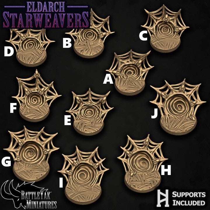 Eldarch Starweaver Bases - Spiders and Webs Base Set (15 Variants Available) - Battle Yak