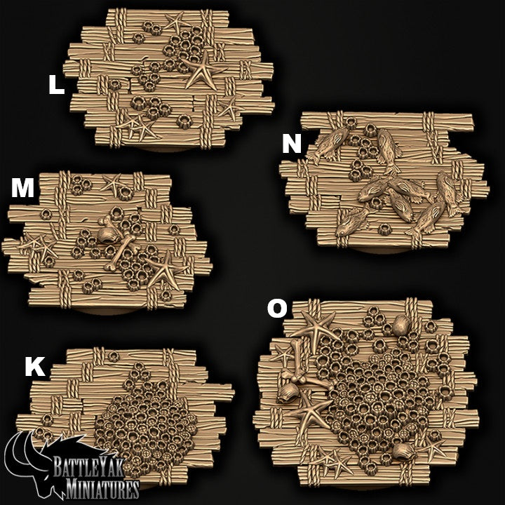 Bloodgreed Bay Base Set, Barnacled Ship Deck Bases (15 Variants Available) - Battle Yak