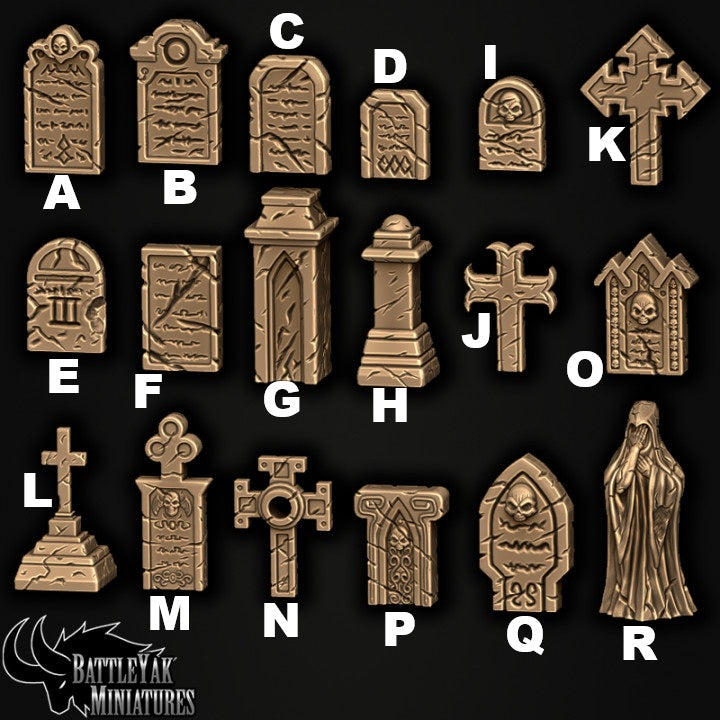 Beyond Mortality Terrain - Gravestones and Dungeon Setpieces (20 Variants Available) - Battle Yak