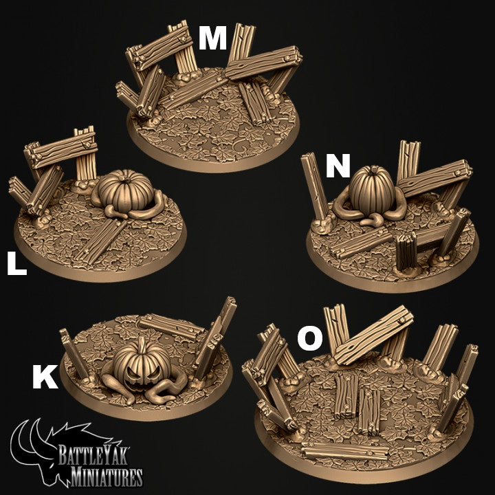 Harrowhaunt Fryghtmare Bases - Farmyard Fences and Jack'o'Lantern Base Set (15 Variants Available) - Battle Yak
