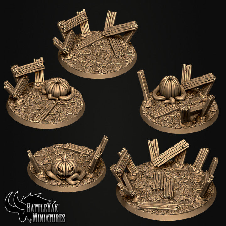 Harrowhaunt Fryghtmare Bases - Farmyard Fences and Jack'o'Lantern Base Set (15 Variants Available) - Battle Yak