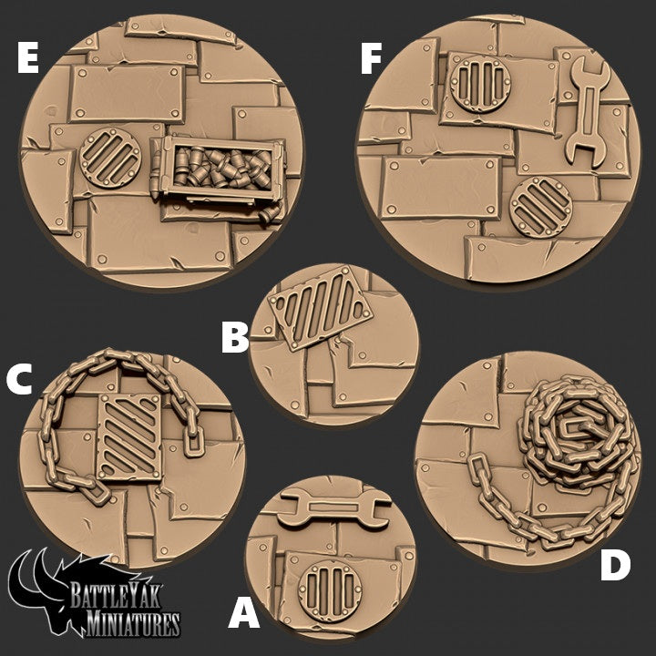 Goblin Skyship Bases - Clunky SciFi Design Base Set (6 Variants Available) - Battle Yak