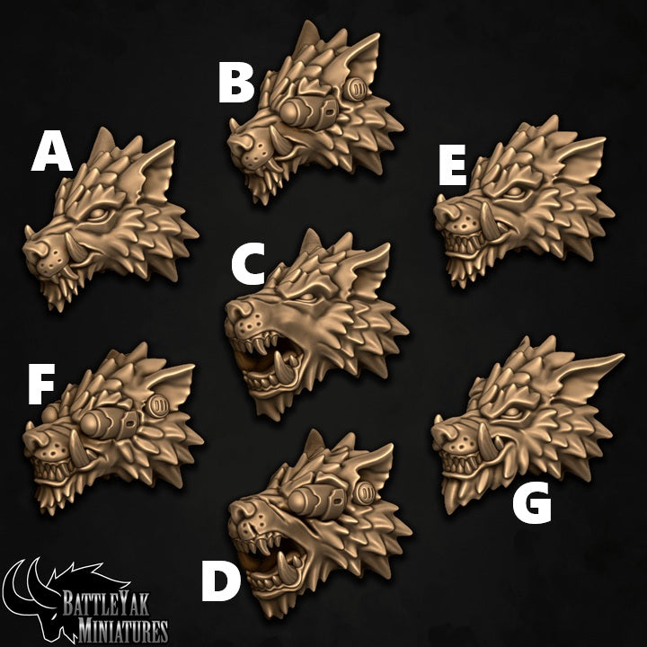 Warfrost Wolf Heads, Customisation Pack (7 Variants Available) - Battle Yak