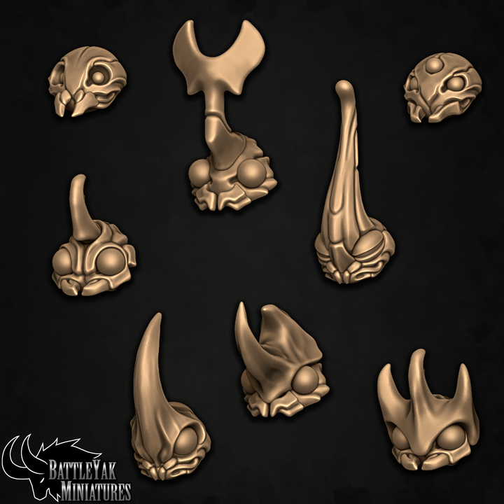 Broodknight Heads, Beetle and Bug Folk Customisation Pack - 32mm Scale (8 Variants Available) - Battle Yak