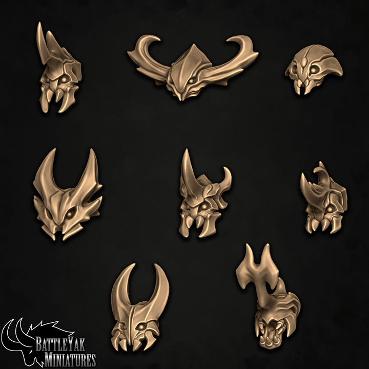 Great Broodknight Heads, Beetle and Bug Folk Customisation Pack - 32mm Scale (8 Variants Available) - Battle Yak