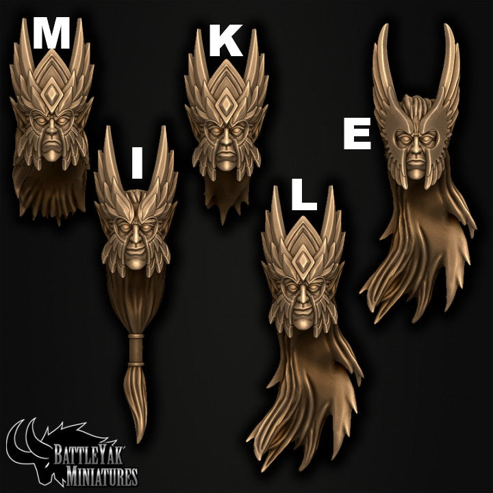 Bloodborn Eldarch Heads, Noble Elf Customisation Pack - 28mm Scale (14 Variants Available) - Battle Yak