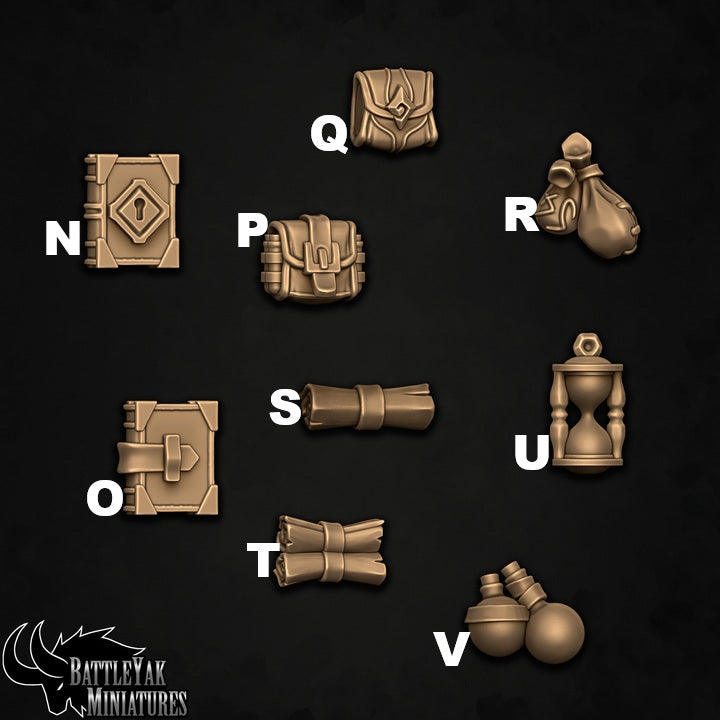 Arcanum Collegiate Weapons & Trinkets, Human Wizard Customisation Pack - 28mm Scale (23 Variants Available) - Battle Yak