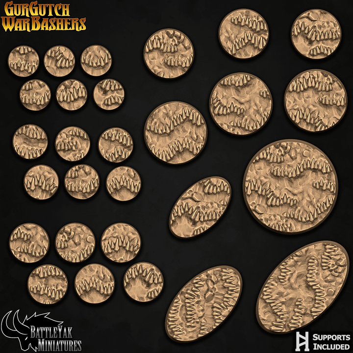 Mawstone Bases - Teeth and Stone Terrain Base Set (31 Variants Available) - Battle Yak