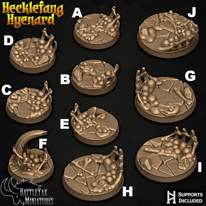 Hecklefang Hyenard Bases - Tar Pit and Bone Spike Terrain Base Set (19 Variants Available) - Battle Yak