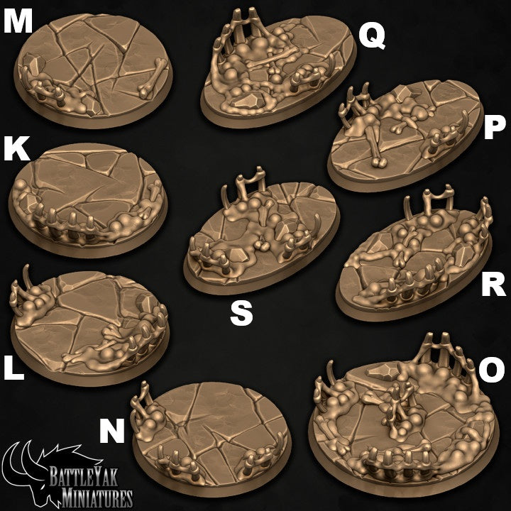 Hecklefang Hyenard Bases - Tar Pit and Bone Spike Terrain Base Set (19 Variants Available) - Battle Yak