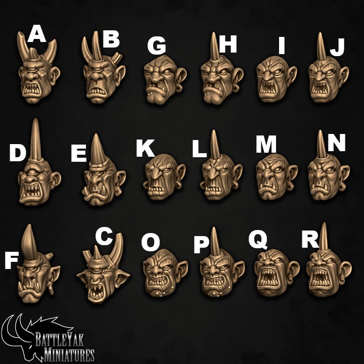 GurGutch Warbasher Ogre Heads, Customisation Pack - 32mm Scale (12 Variants Available) - Battle Yak