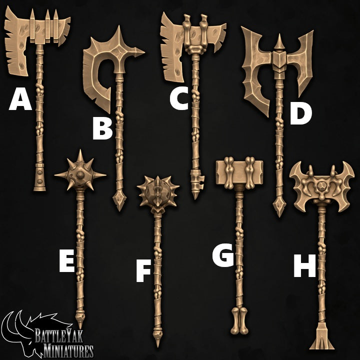 Battleghoul Weapons and Shields, Customisation Pack - 32mm Scale (16 Variants Available) - Battle Yak
