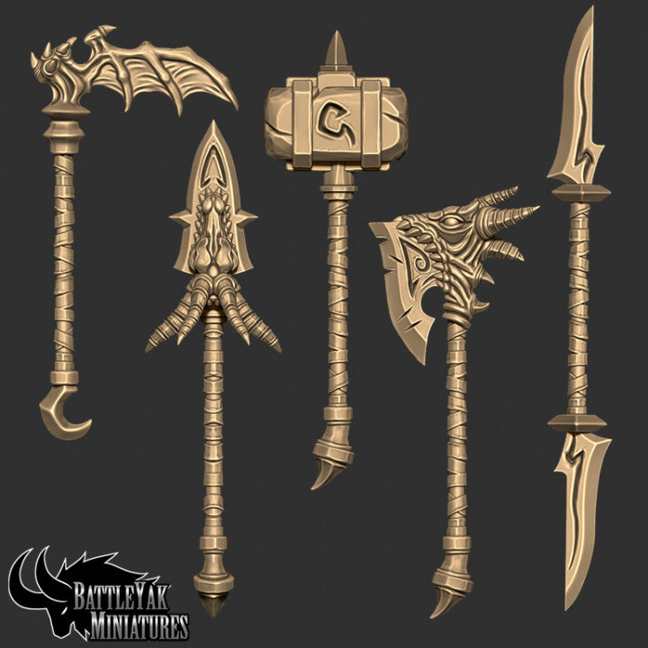 Drakkisan Wyrmspawn Weapons and Shields, Customisation Pack - 32mm Scale (12 Variants Available) - Battle Yak