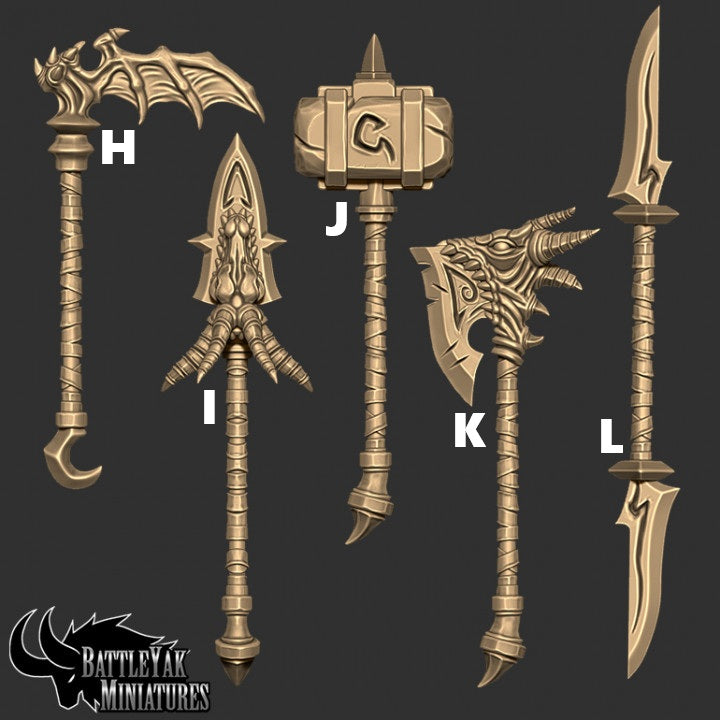 Drakkisan Wyrmspawn Weapons and Shields, Customisation Pack - 32mm Scale (12 Variants Available) - Battle Yak