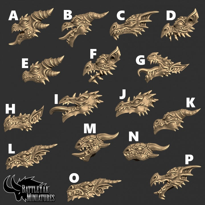 Drakkisan Wyrmspawn Supplicant Heads, Customisation Pack - 28mm Scale (16 Variants Available) - Battle Yak
