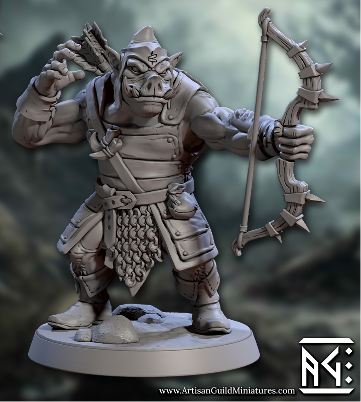 Orhog Archers, Pig Orc Warband Ranged Squad with Helmets (4 Variants Available) - Artisan Guild