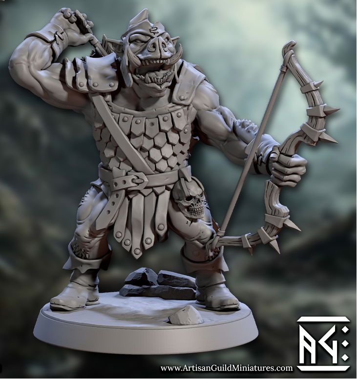 Orhog Archers, Pig Orc Warband Ranged Squad with Helmets (4 Variants Available) - Artisan Guild