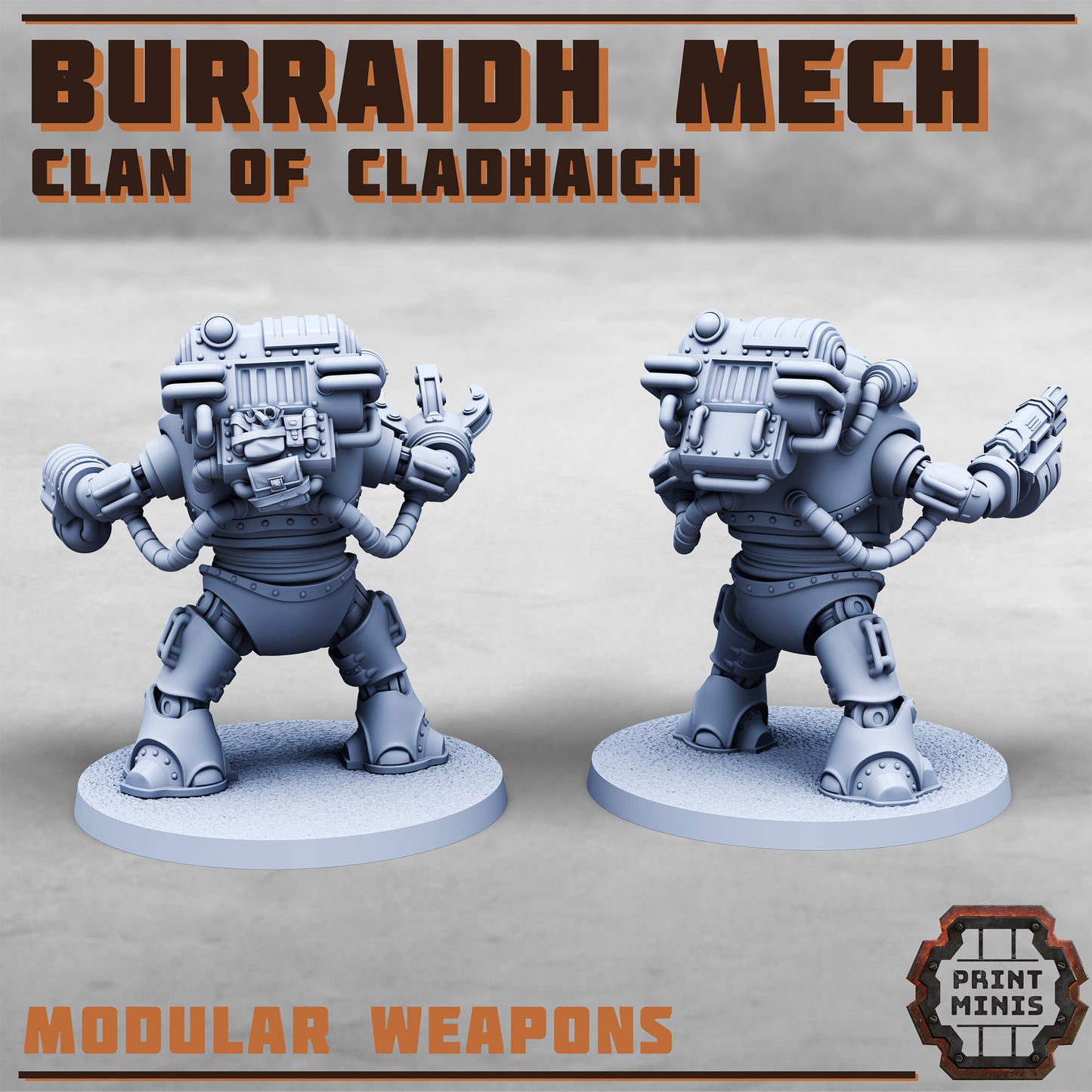 Burraidh Mech, Clan of Cladhaich (2 Variants Available) - Print Minis
