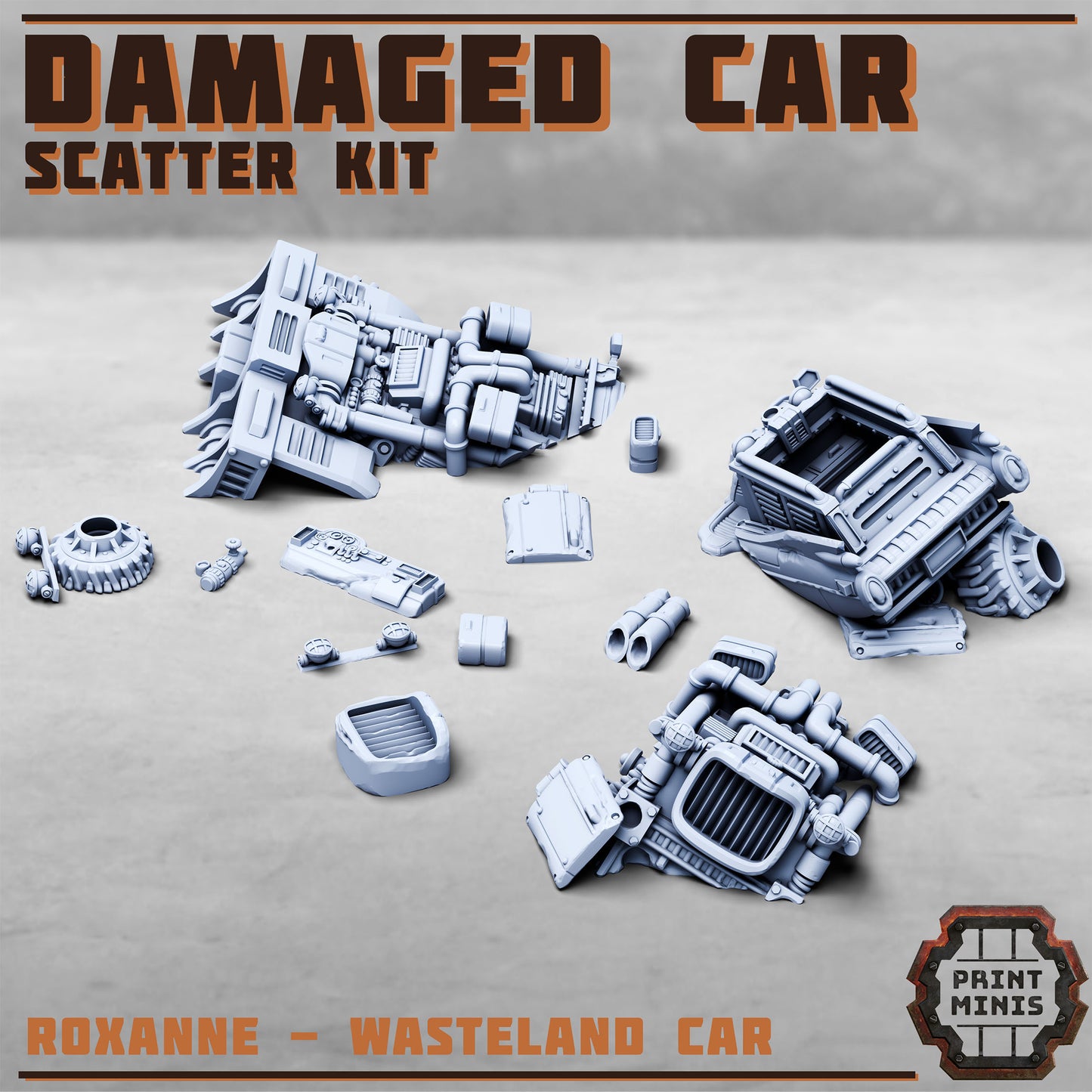 Damaged Car Scatter, Scenery Kit - Print Minis
