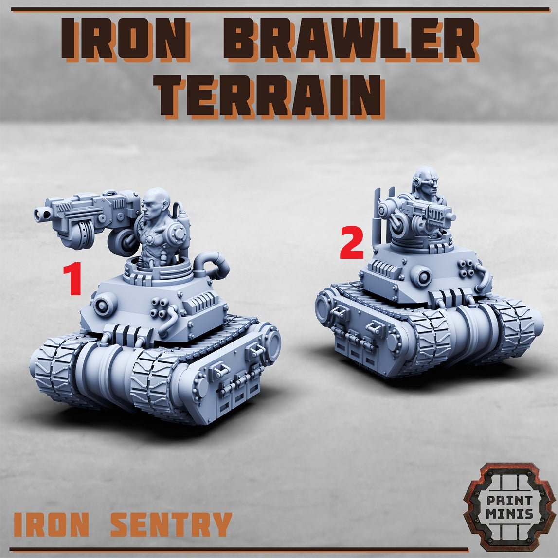 Iron Brawlers Terrain, Scenery Kit (32mm Scale) - Print Minis