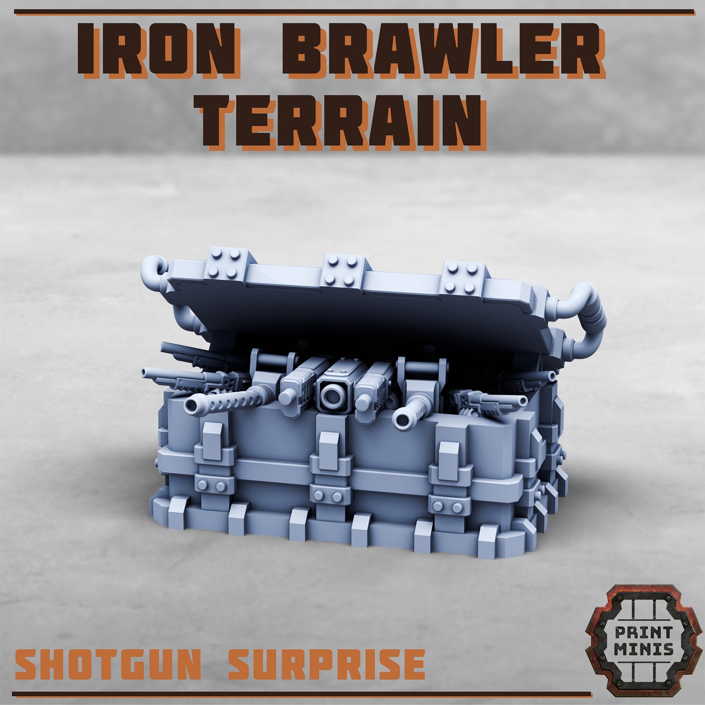Iron Brawlers Terrain, Scenery Kit (32mm Scale) - Print Minis