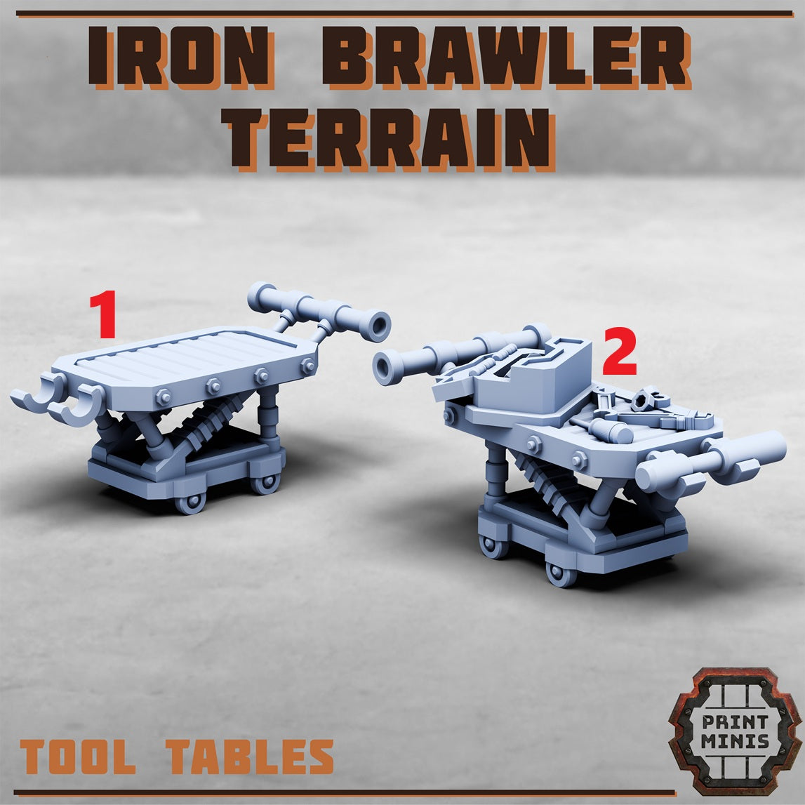 Iron Brawlers Terrain, Scenery Kit (32mm Scale) - Print Minis
