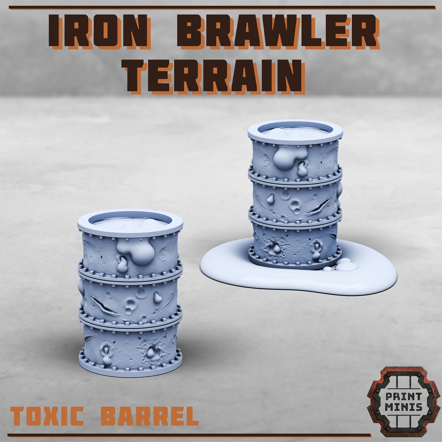 Iron Brawlers Terrain, Scenery Kit (32mm Scale) - Print Minis