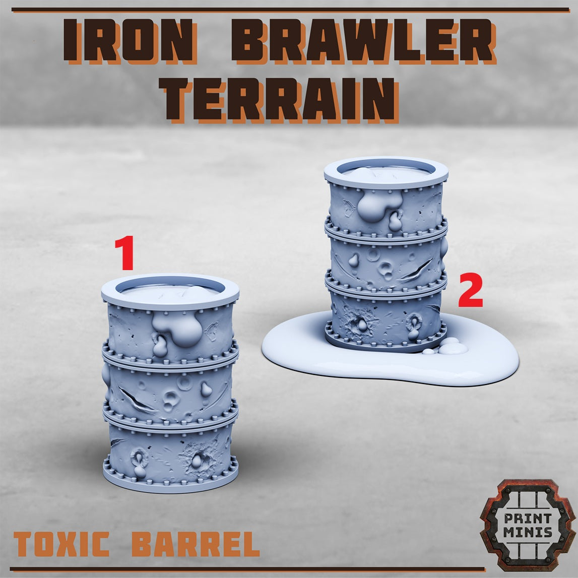 Iron Brawlers Terrain, Scenery Kit (32mm Scale) - Print Minis