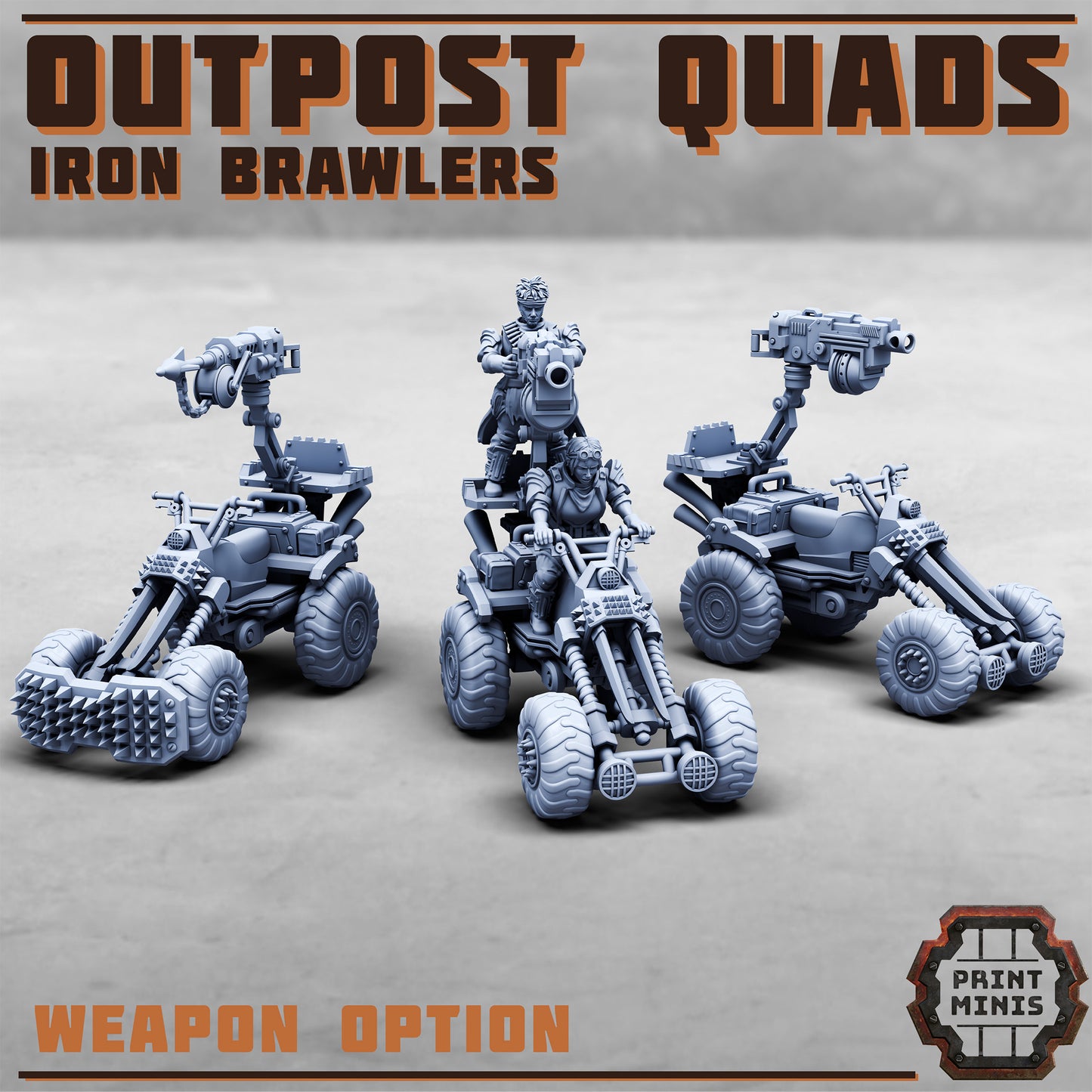 Outpost Quads, Iron Brawler Bikes (2 Variants Available) - Print Minis