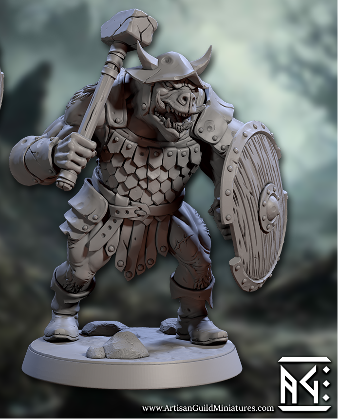 Orhog Warriors, Pig Orc Warband Melee Squad with Helmets (6 Variants Available) - Artisan Guild