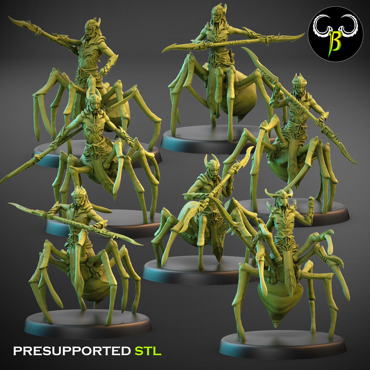 Spider God Favoured, Blade Squad - Spider Centaur Elves (7 Variants Available) - Clay Beast Creations