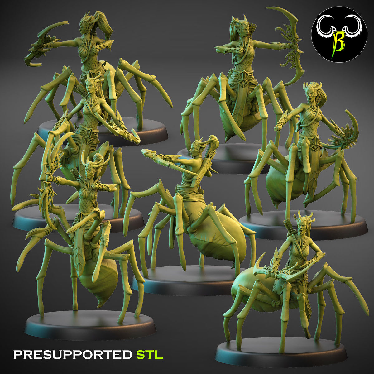 Spider God Favoured, Bow Squad - Spider Centaur Elves (7 Variants Available) - Clay Beast Creations
