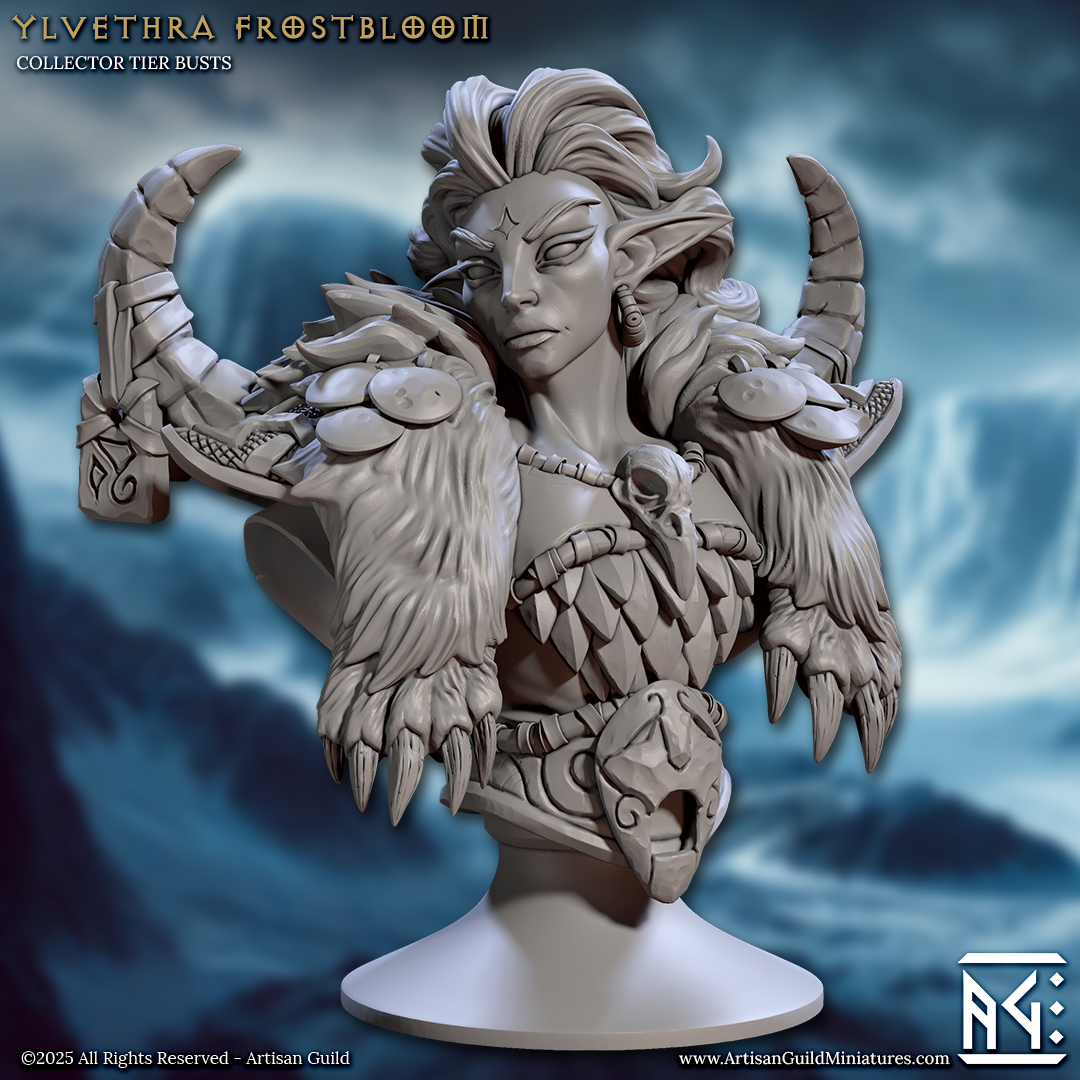 Ylvethra Frostbloom, Winter Elf Hero Bust - Artisan Guild