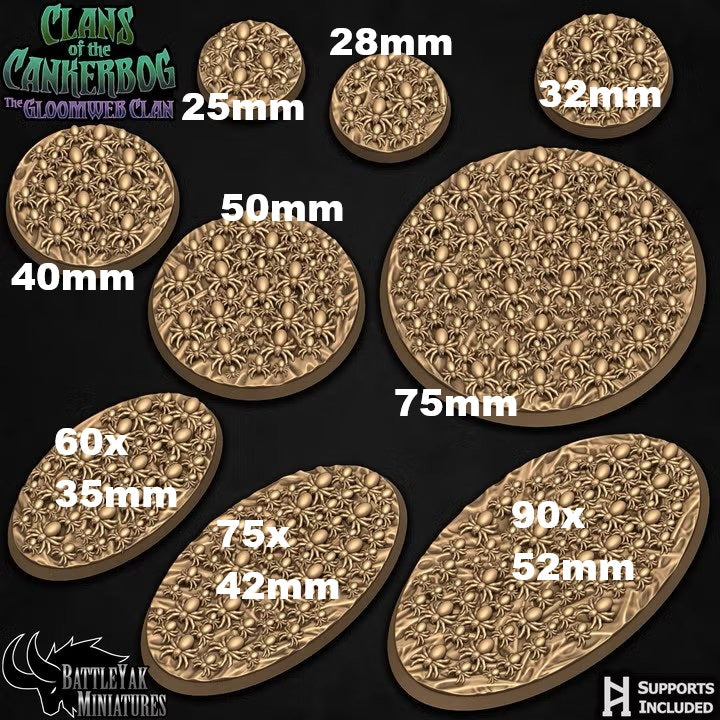 Gloomweb Bases - Base Set Covered in Spiders (9 Variants Available) - Battle Yak