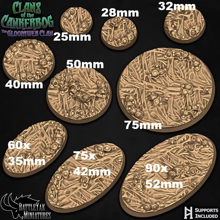 Gloomweb Bases - Spiderwebs and Egg Clusters Base Set (32 Variants Available) - Battle Yak