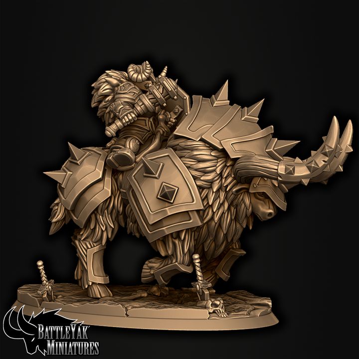 Frostforged Battle-Yak Shield-Maidens, Dwarven Warrior Yak Cavalry - Armoured (3 Variants Available) - Battle Yak