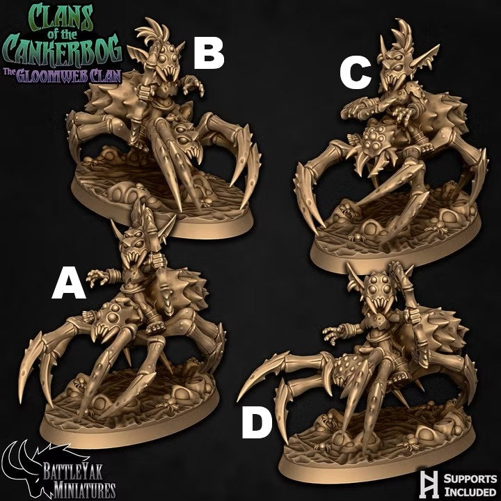 Gloomcrawler Riders, Swamp Spider Goblin Cavalry - Archer Squad (4 Variants Available) - Battle Yak
