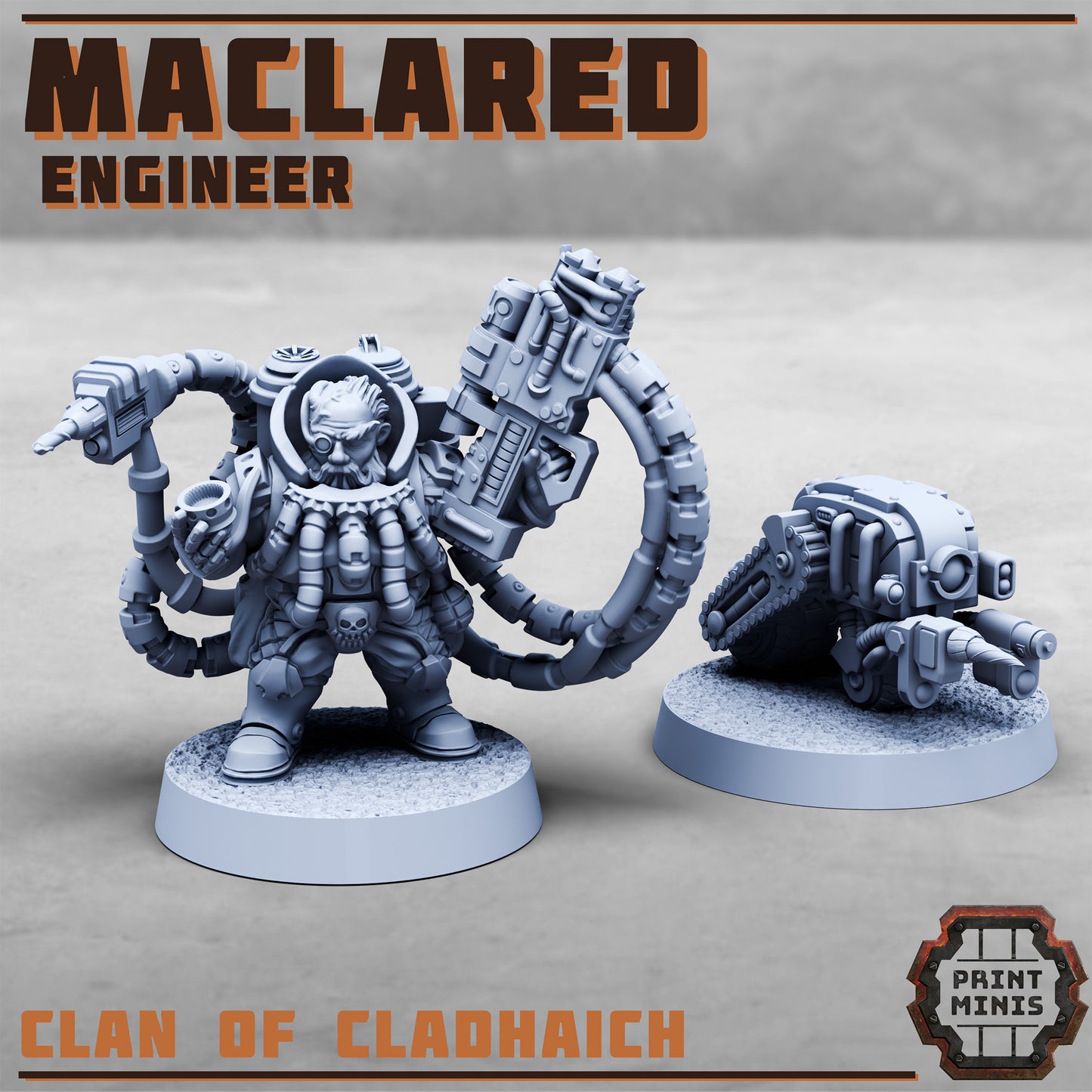 Maclared, Engineer with Clan Robot - Print Minis