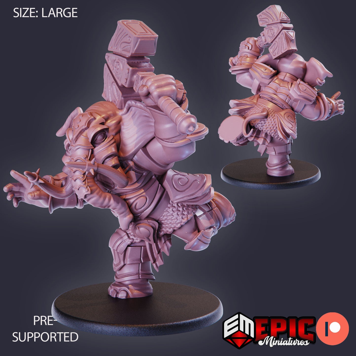 Elephant Folk Paladin (3 Variants) - Epic Miniatures