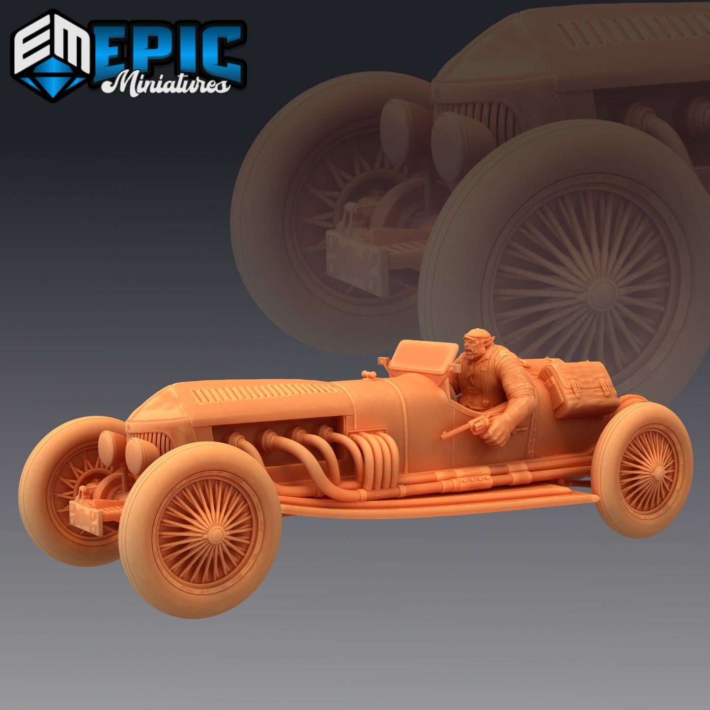 Gangster Car and Orc Driver (2 Variants Available) - Epic Miniatures