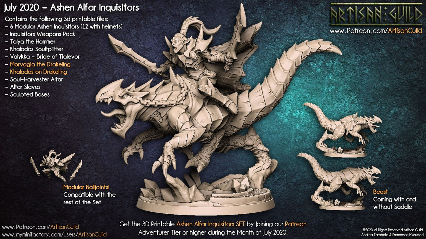 Khaladas riding Morvagia the Drakeling - Artisan Guild
