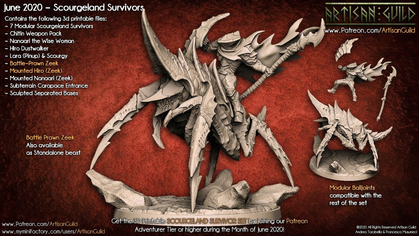 Hiro riding Battle-Prawn Zeek - Artisan Guild