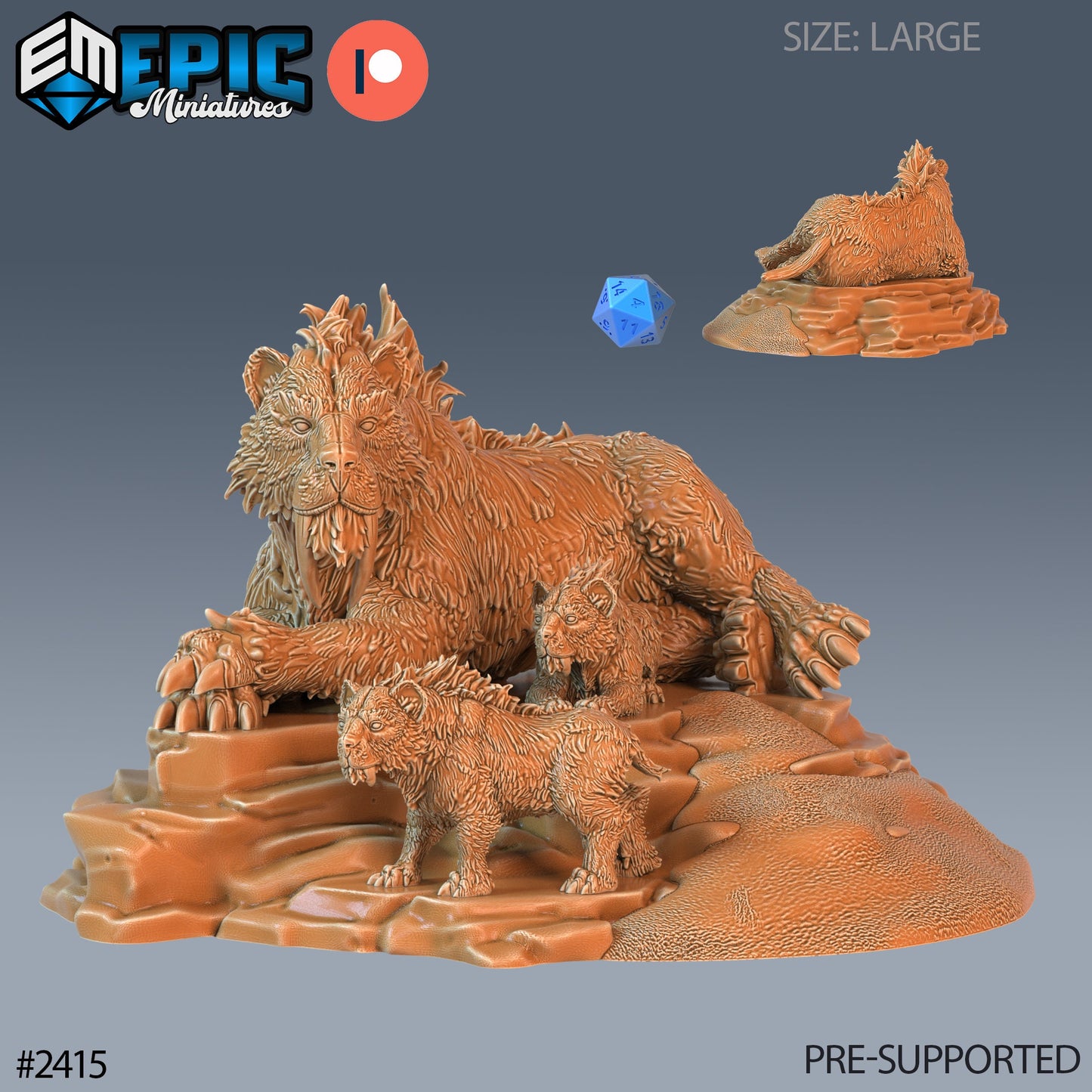 Sabretooth Tiger (5 Variants Available) - Epic Miniatures