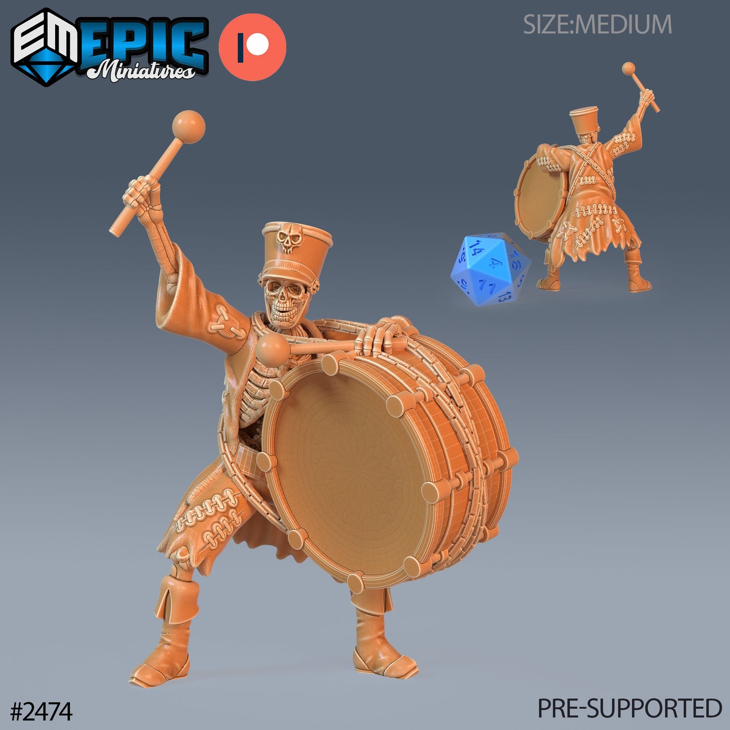 Skeleton Musician Set 2 (5 Variants) - Epic Miniatures