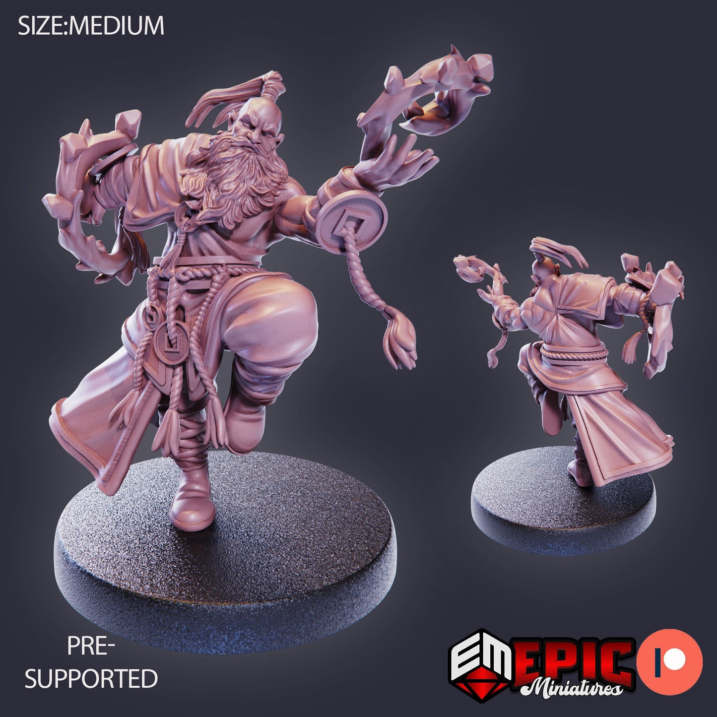 Half Dwarf Monk (3 Variants Available) - Epic Miniatures
