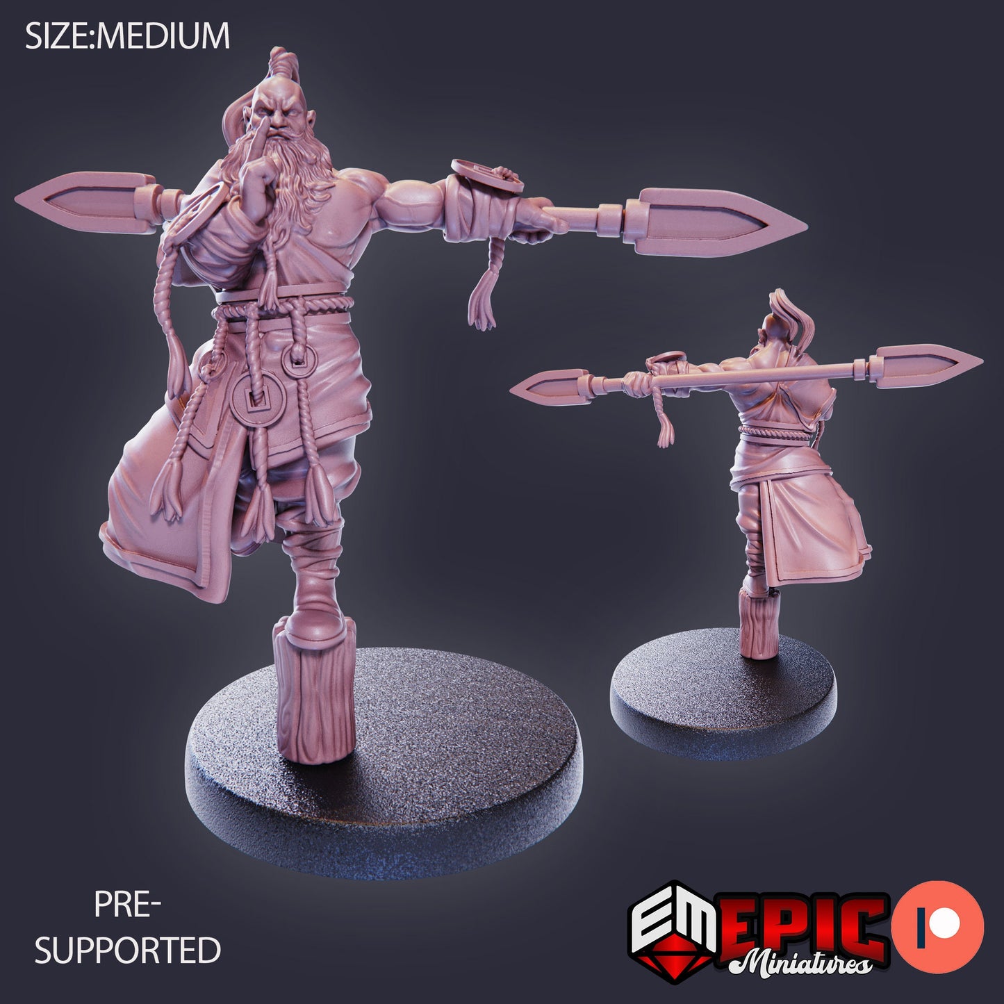 Half Dwarf Monk (3 Variants Available) - Epic Miniatures