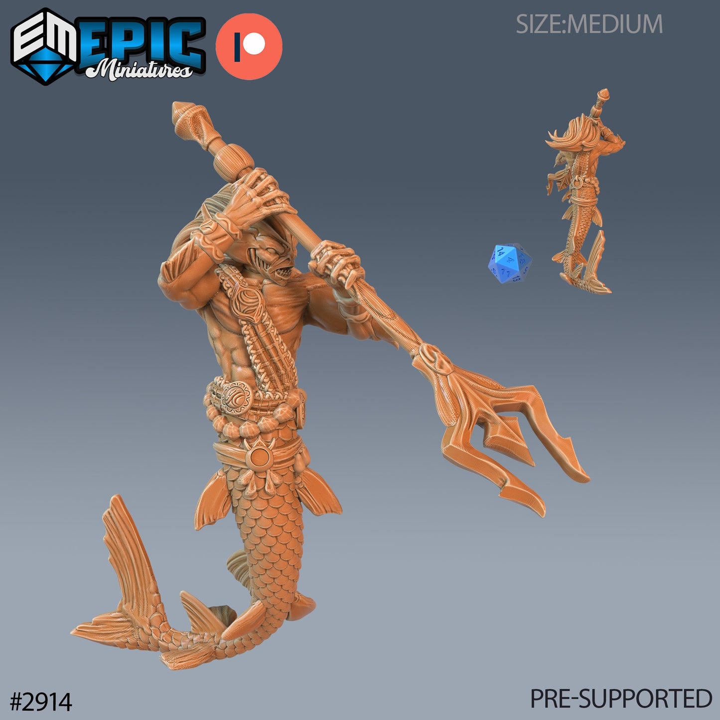 Merman Warrior (3 Variants Available) - Epic Miniatures