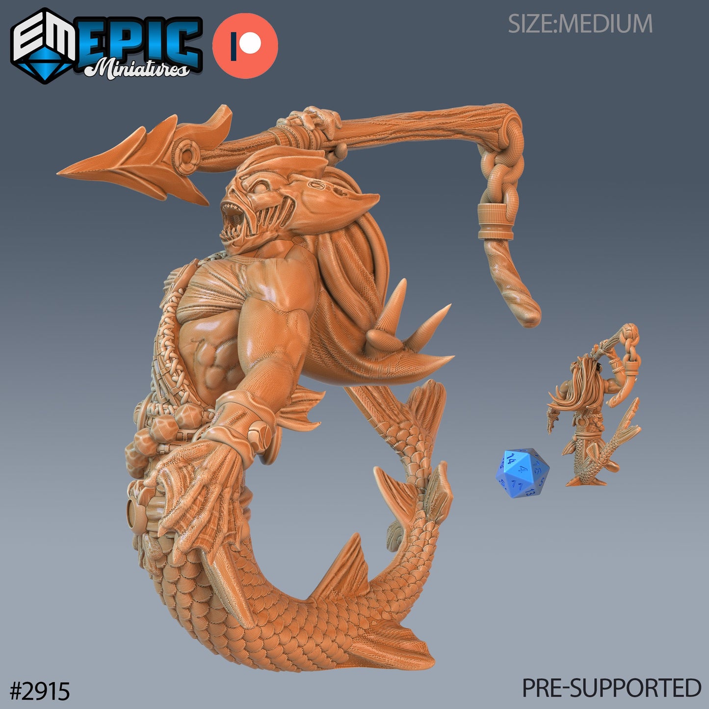 Merman Warrior (3 Variants Available) - Epic Miniatures