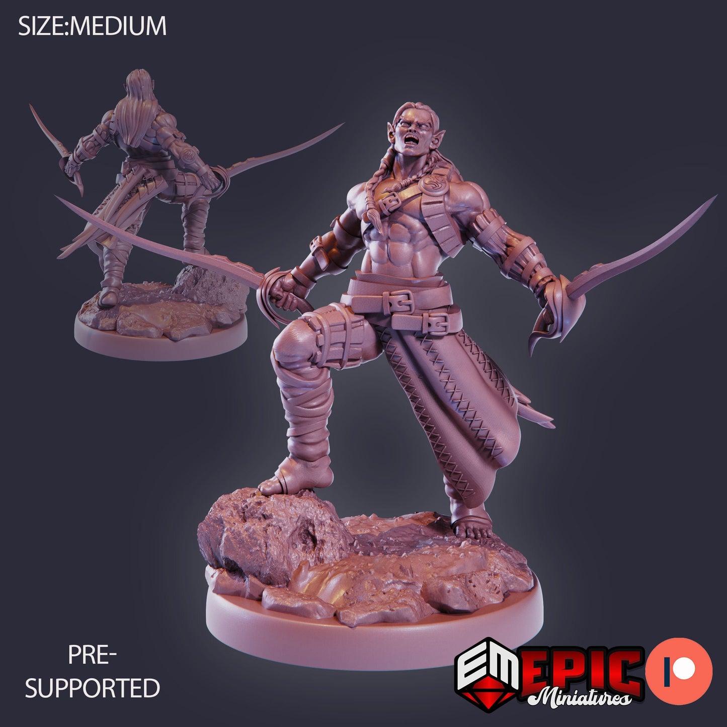 Elven Barbarian (3 Variants) - Epic Miniatures