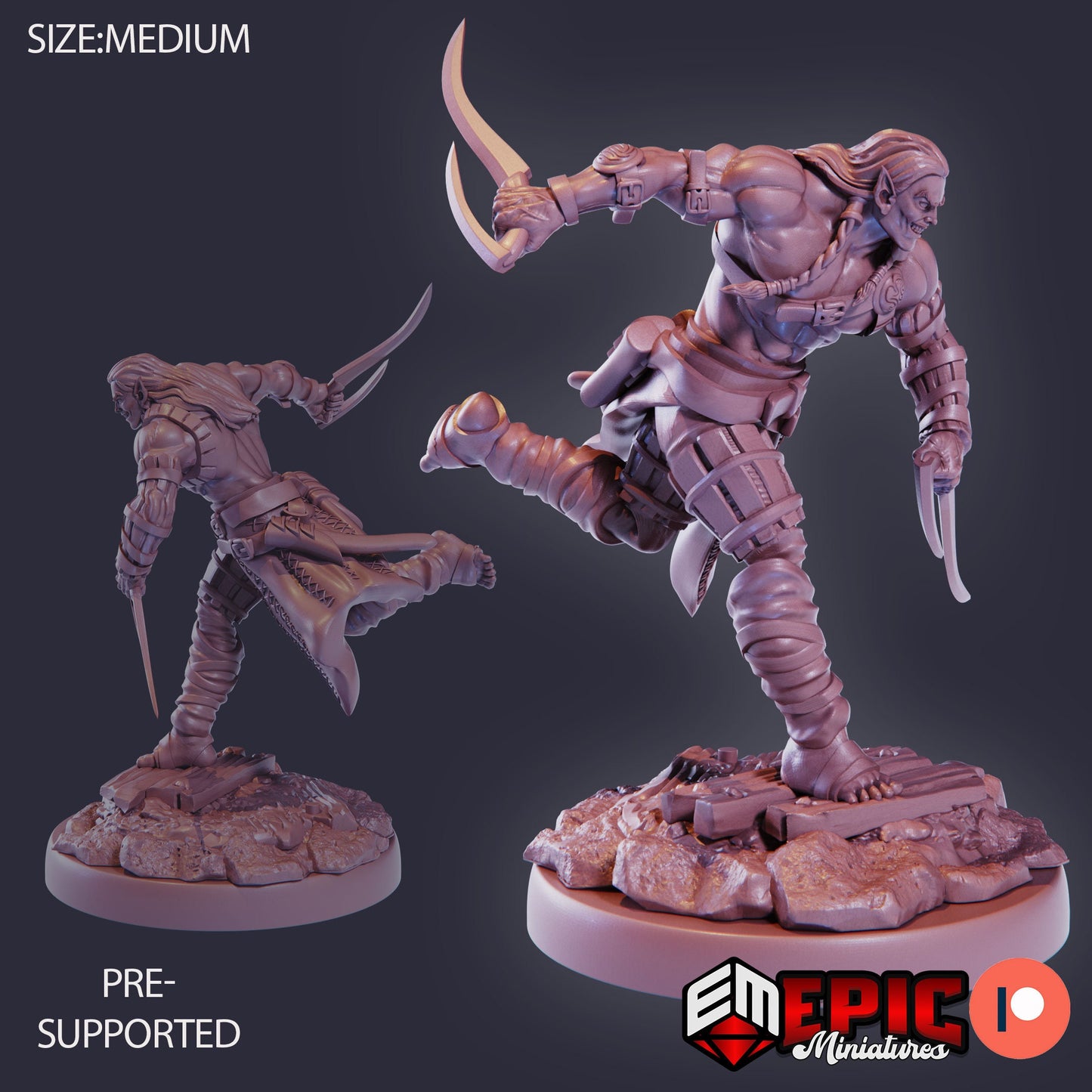 Elven Barbarian (3 Variants) - Epic Miniatures